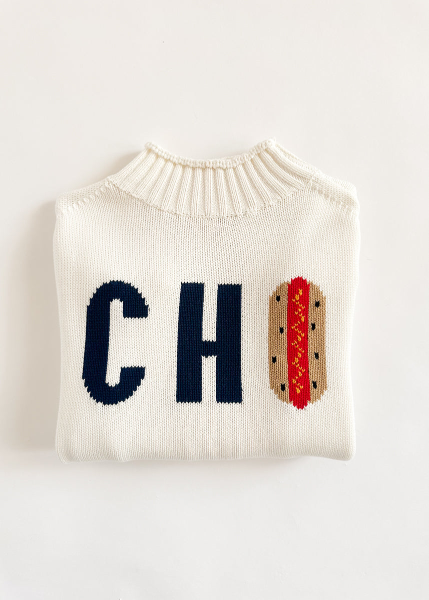 Chi Hot Dog Mock Neck Sweater - Ivory – Alice & Wonder