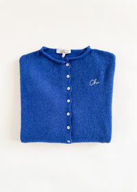 Chi Embroidered Piper Cardigan - Cobalt