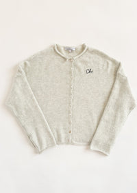 Chi Embroidered Piper Cardigan - Light Grey