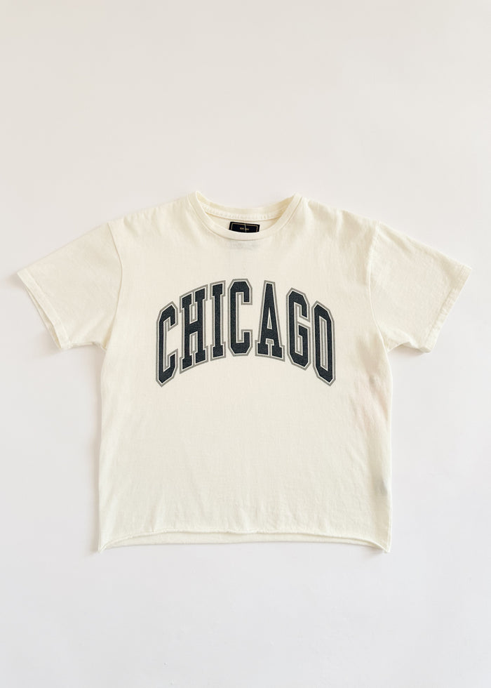 Chicago Varsity Heavyweight Crop Tee - Black & Silver