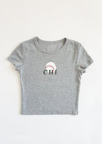 Chi Baseball Baby Tee - Gray