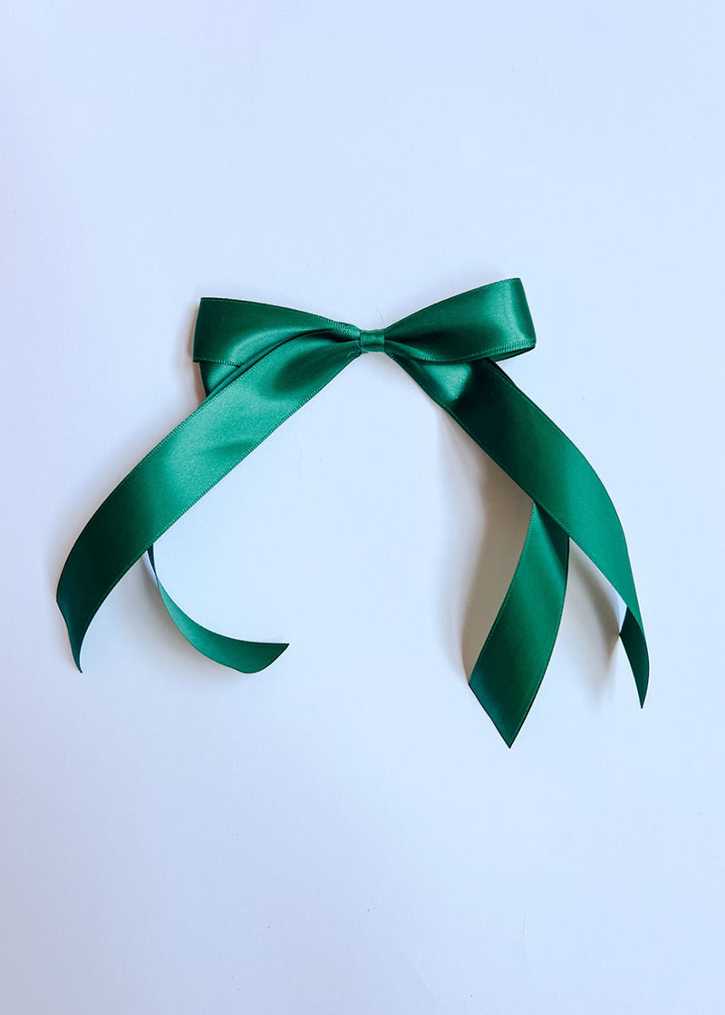 Satin Double Long Tail Bow - Forest