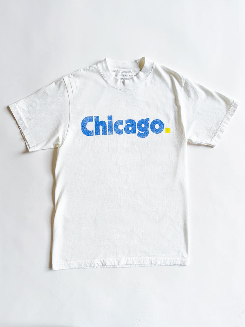Chicago. Oversized Tee - Cream & Blue