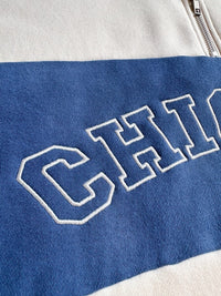 Chicago Color Blocked Quarter Zip Sweatshirt - Ivory & Blue