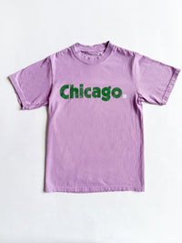 Chicago. Oversized Tee - Purple & Green