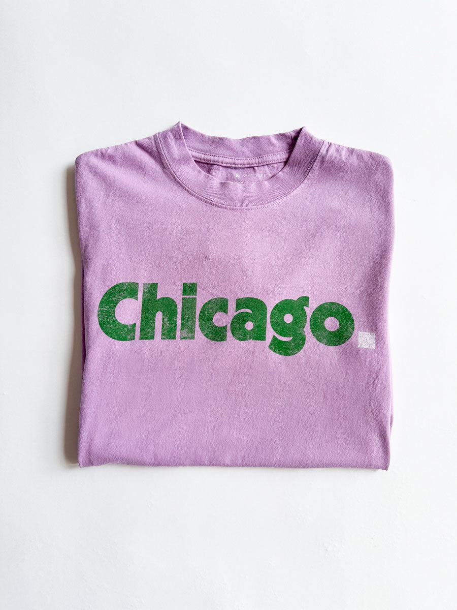 Chicago. Oversized Tee - Purple & Green