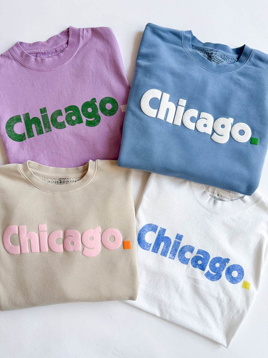Chicago. Crewneck Sweatshirt - Blue & White