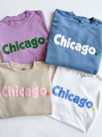 Chicago. Crewneck Sweatshirt - Ivory & Pink