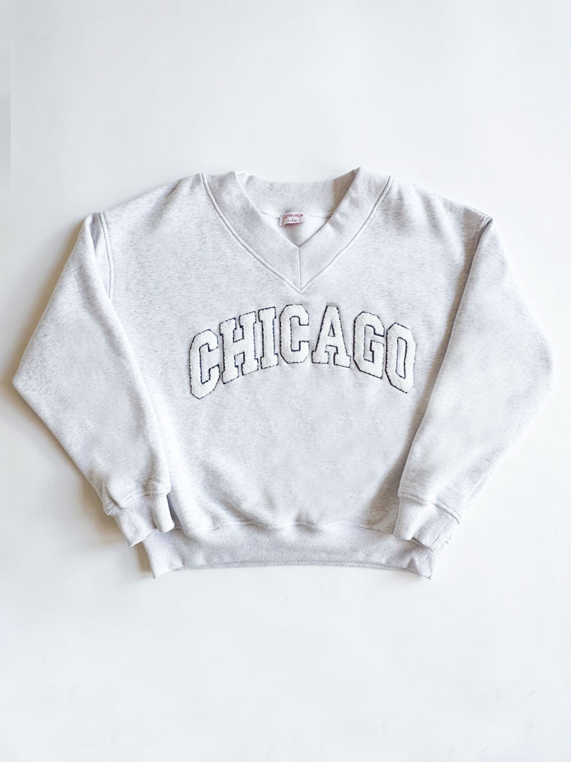 Chicago Boucle V-Neck Sweatshirt - Heather Grey