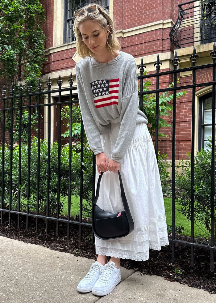 Flag Oversized Sweater - Heather Grey