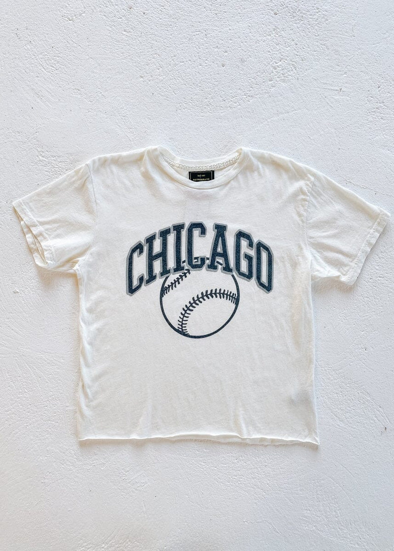 Chicago Baseball Vintage Crop T-Shirt - Black & White Combo
