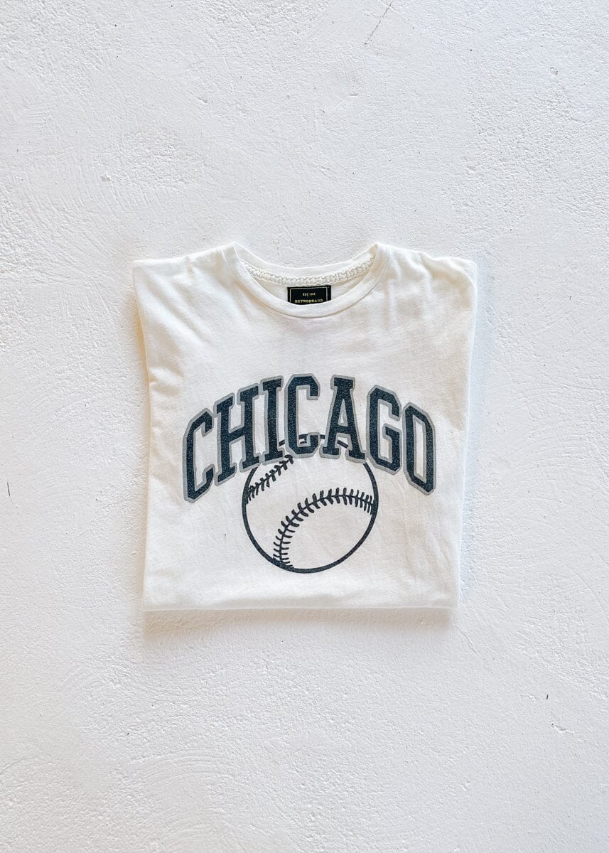 Chicago Baseball Vintage Crop T-Shirt - Black & White Combo