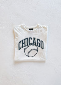 Chicago Baseball Vintage Crop T-Shirt - Black & White Combo