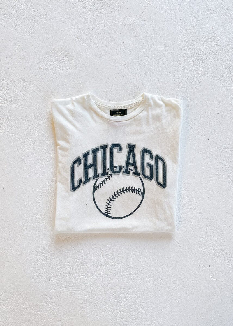 Chicago Baseball Vintage Crop T-Shirt - Black & White Combo