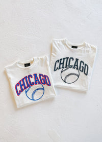 Chicago Baseball Vintage Crop T-Shirt - Black & White Combo