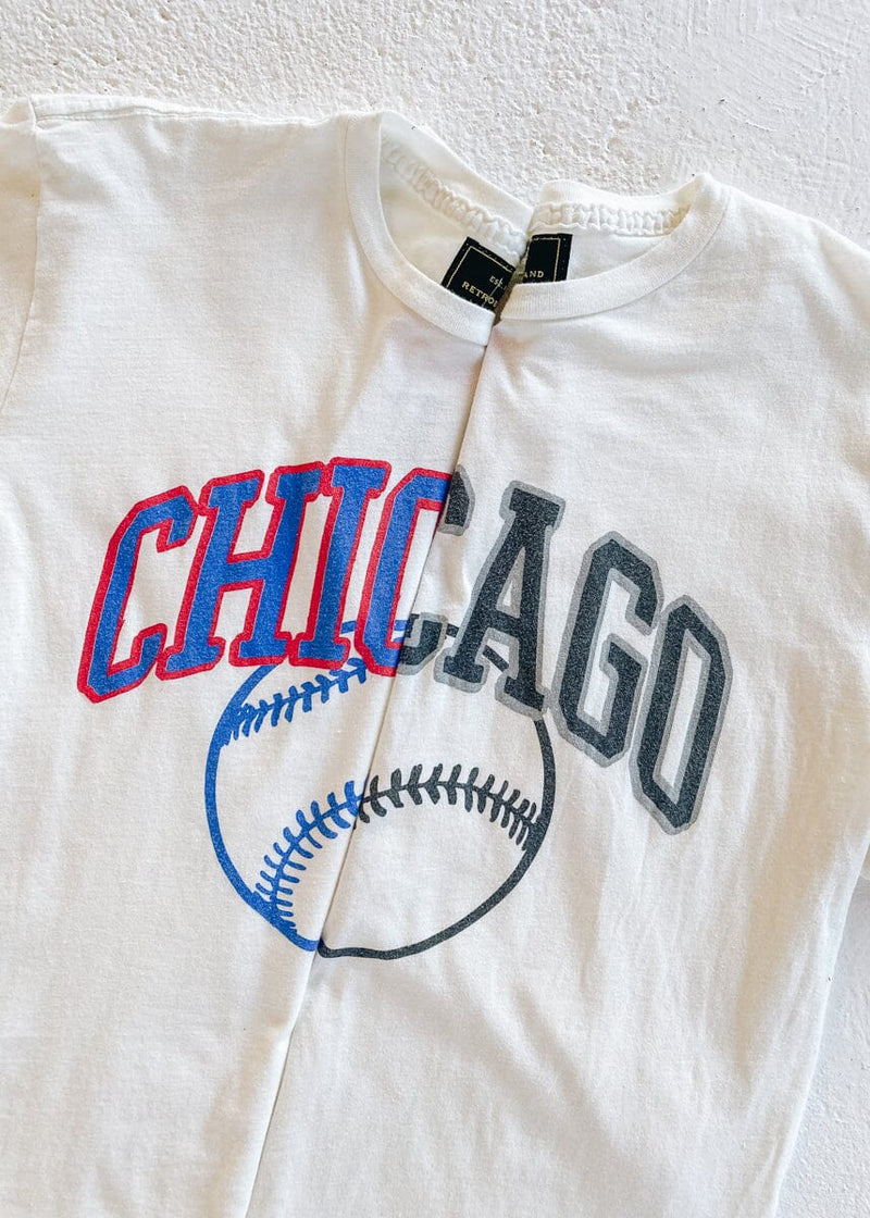 Chicago Baseball Vintage Crop T-Shirt - Black & White Combo