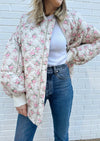 Ava Floral Quilted Bomber Jacket - Off White