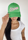 Chicago Script Trucker Hat - Kelly Green