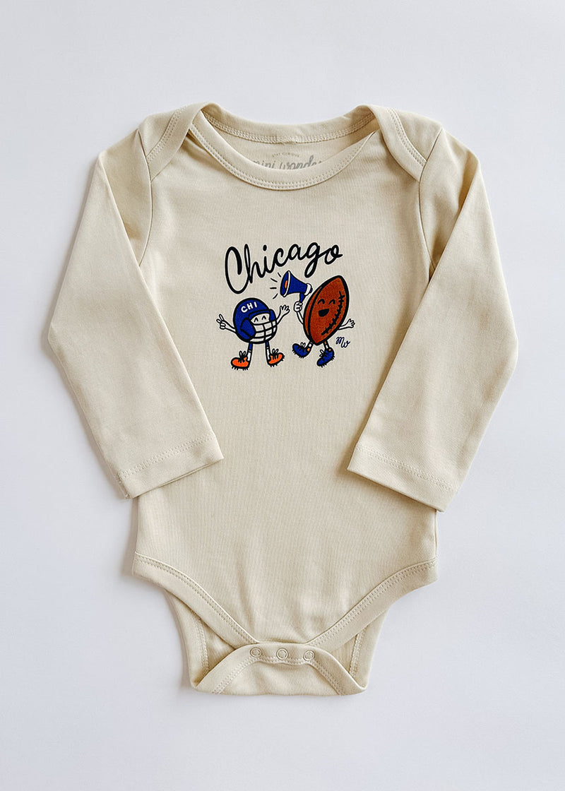 Chicago Game Day Buddies Long Sleeve Onesie - Natural