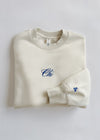 Chi Script Crewneck - Ecru & Blue