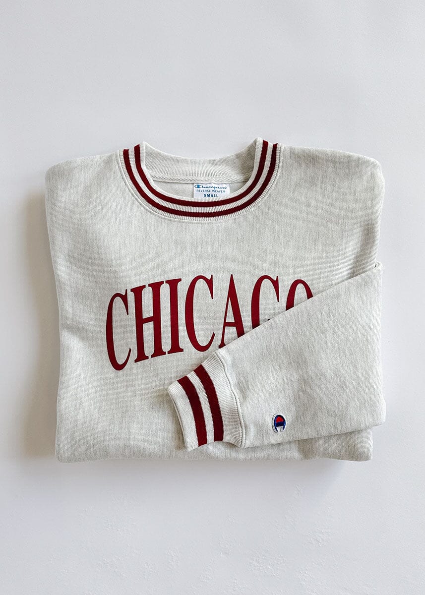 Chicago Champion Striped Rib Crewneck - Cardinal – Alice & Wonder