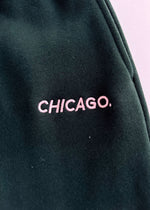 Chicago. Embroidered Jogger - Pine & Pink