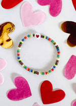 Mini Rainbow Heart Bead Bracelet