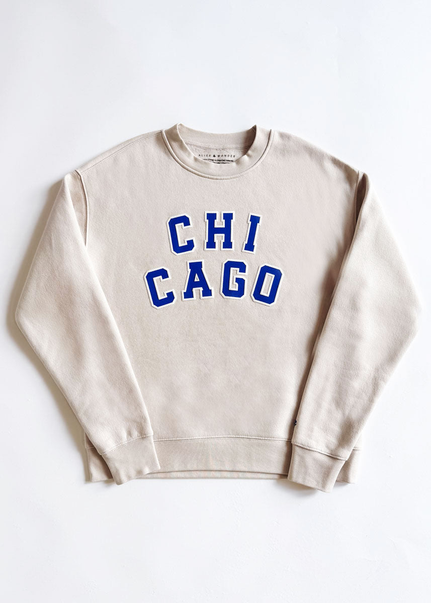 Chicago Varsity Sweatshirt - Ivory & Blue