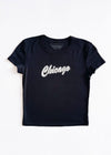 90's Chicago Baby Tee - Black