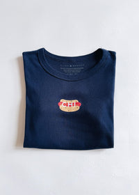 Hot Dog Icon Baby Tee - Navy