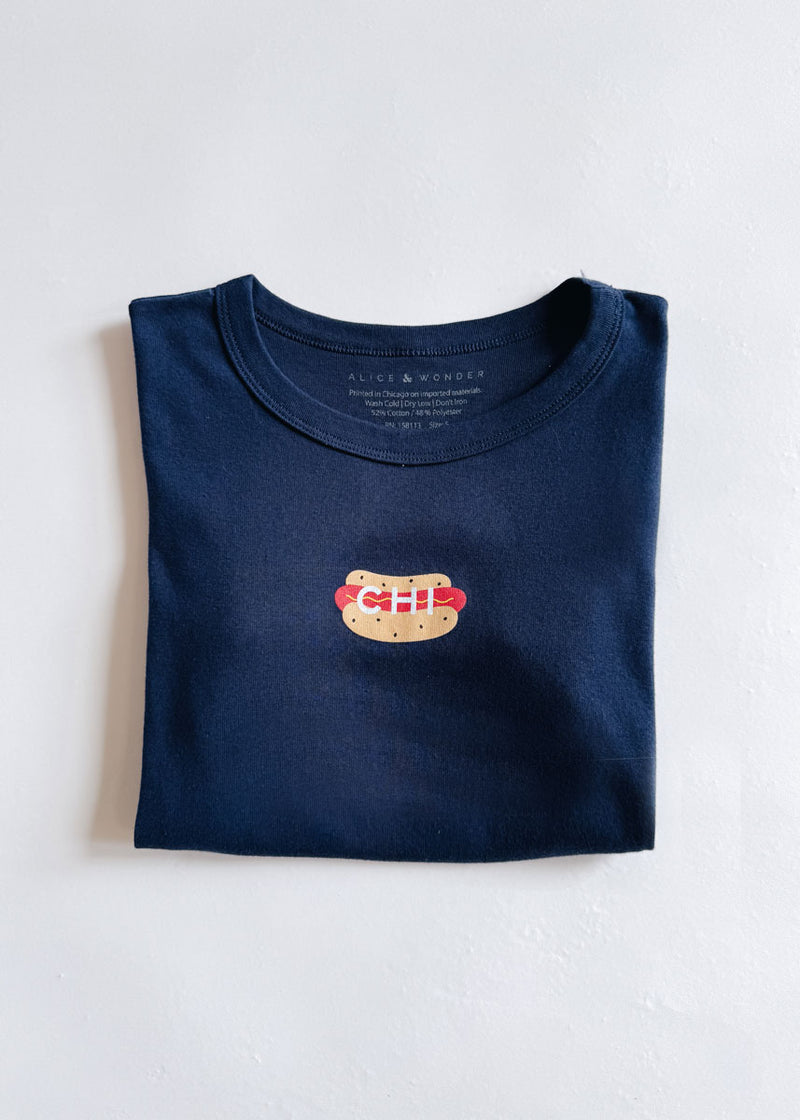 Hot Dog Icon Baby Tee - Navy