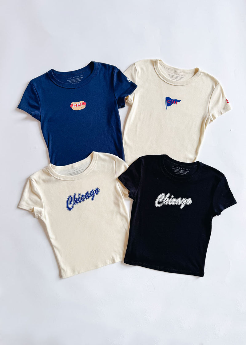 Hot Dog Icon Baby Tee - Navy