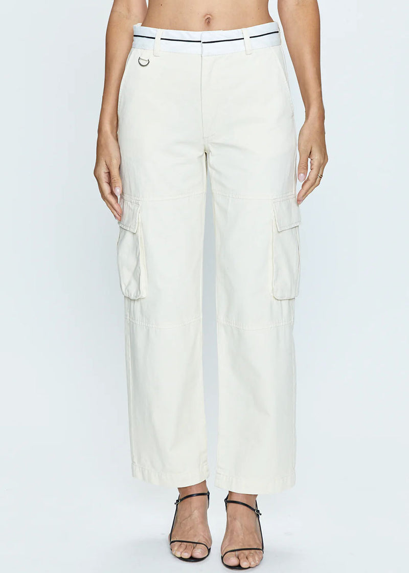 Addie High Rise Cargo Trouser - Eggshell