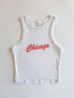 90's Chicago Micro-Rib Racer Tank - White