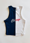 90's Chicago Micro-Rib Racer Tank - Navy