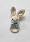 Crochet Baby Rattle - Blue Bowtie Bunny