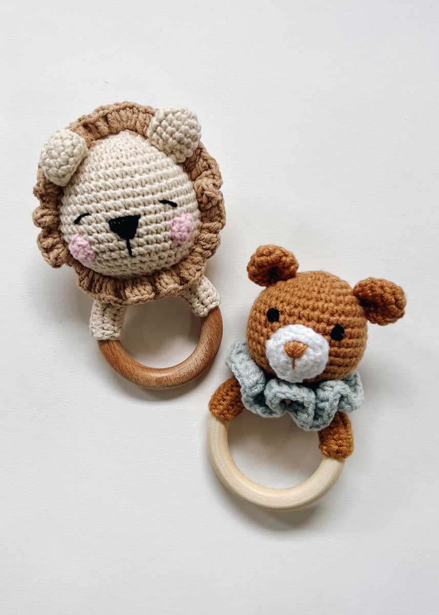 Crochet Baby Rattle - Bear