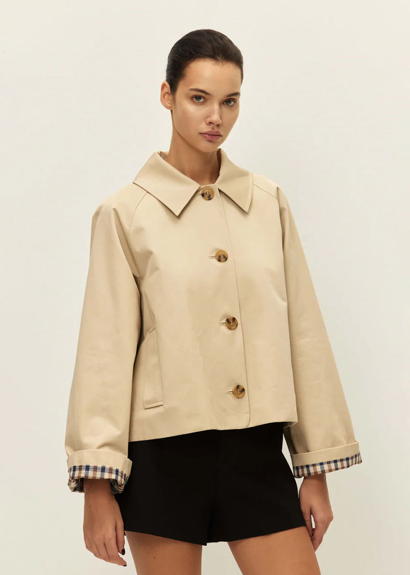 Wynn Cropped Trench Coat - Khaki