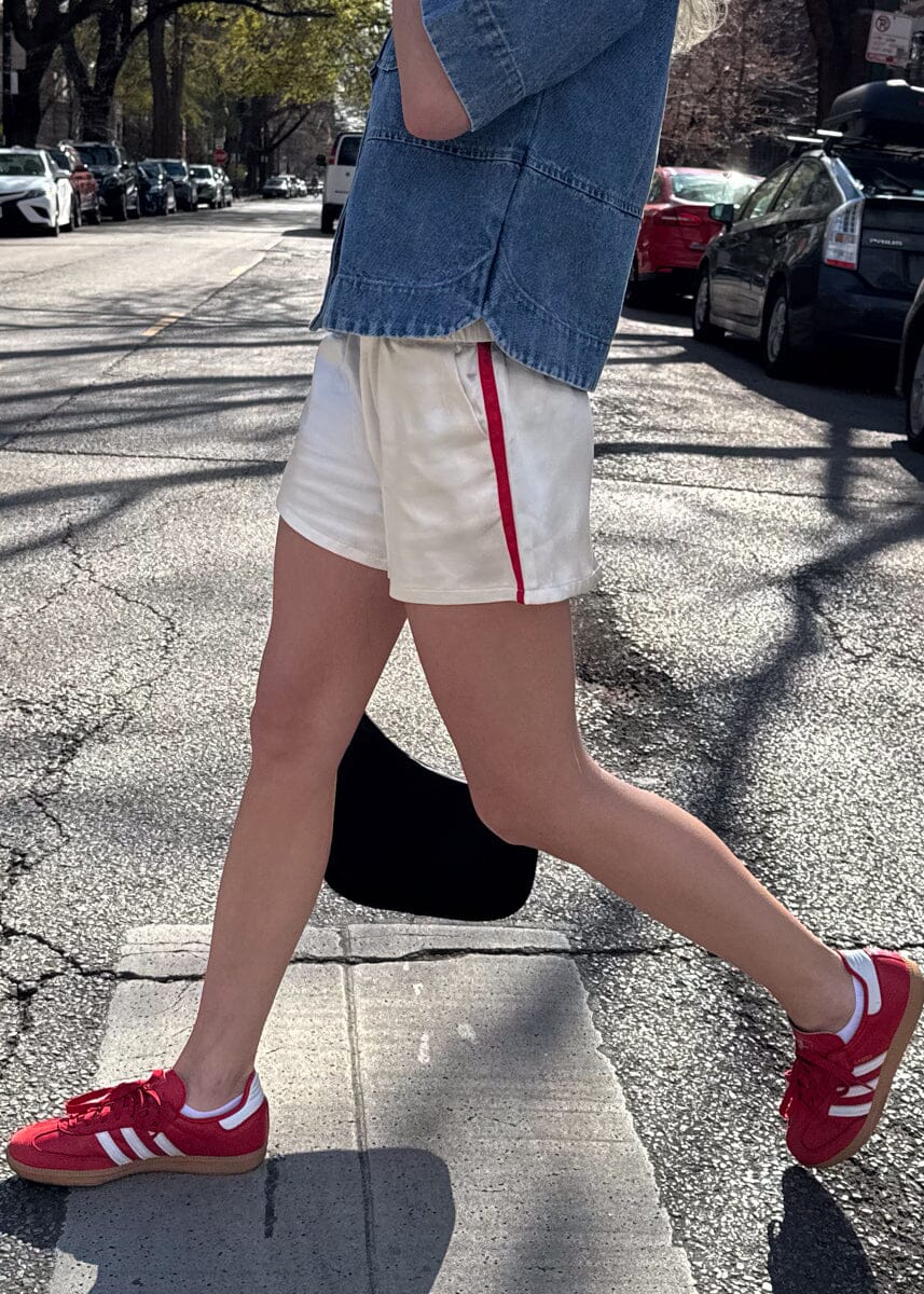 Skye Stripe Boxer Short - Ivory & Red