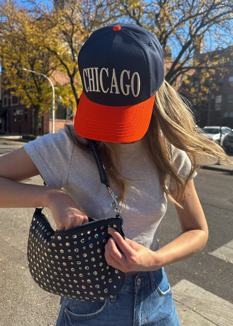 Chicago Puff Colorblock Baseball Cap - Navy & Orange
