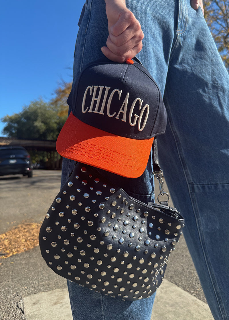 Chicago Puff Baseball Cap - Orange & Navy