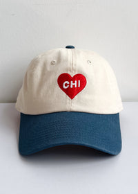 Chi Heart Icon Hat - Ivory & Breaker Blue