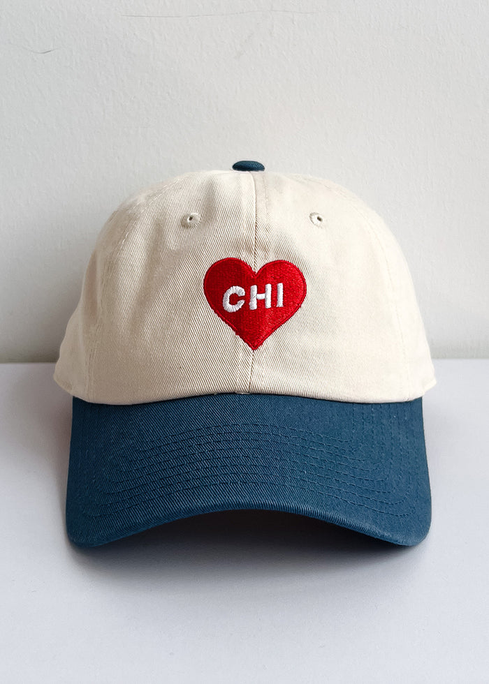 Chi Heart Icon Hat - Ivory & Breaker Blue