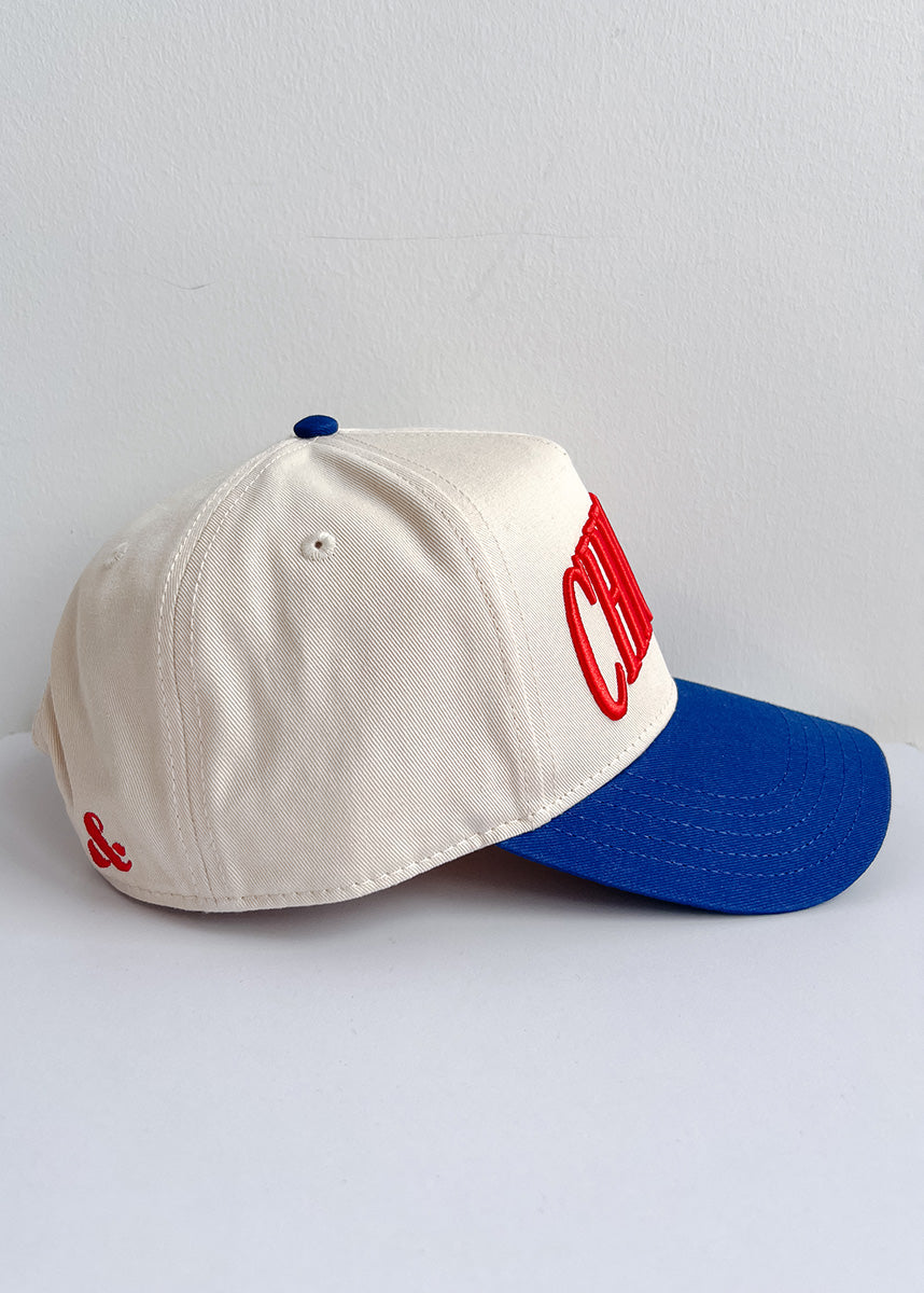 Chicago Puff Baseball Cap - Royal & Red
