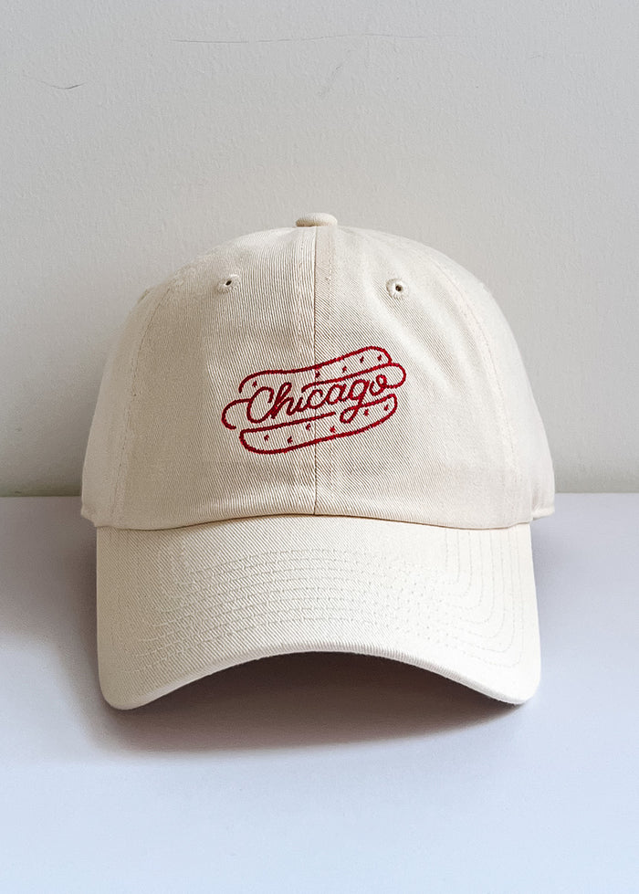 Chainstitch Chicago Dog Dad Hat - Ivory
