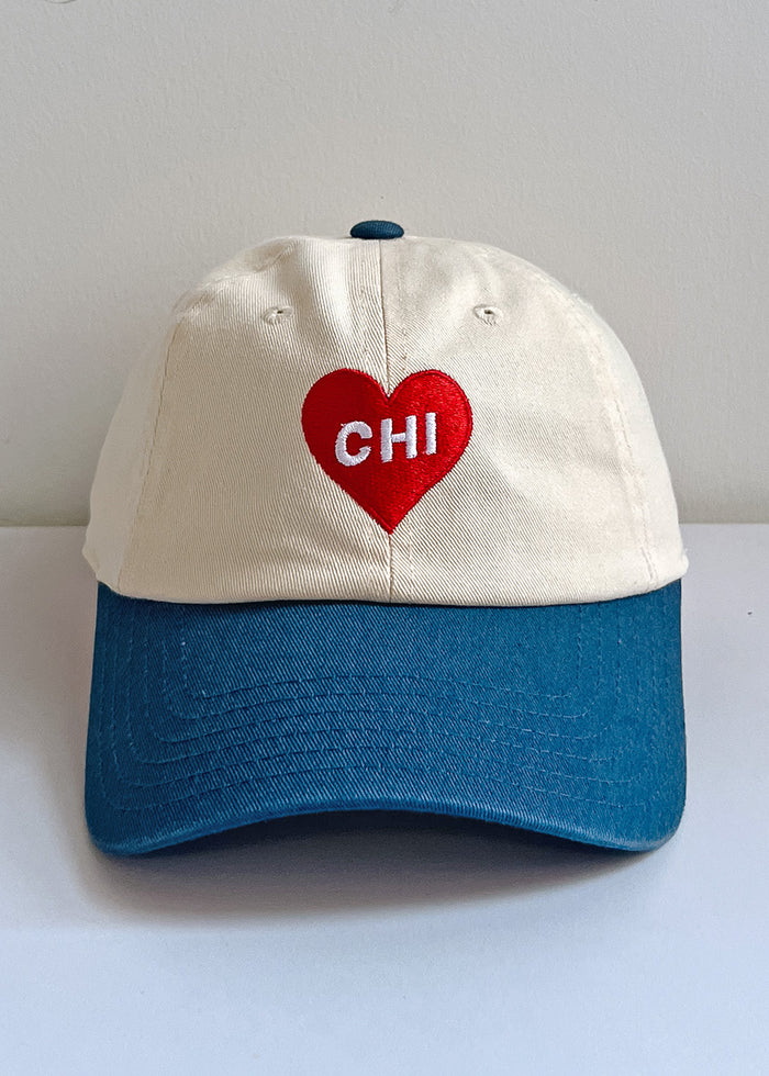 Youth Chi Heart Icon Hat - Ivory & Breaker Blue