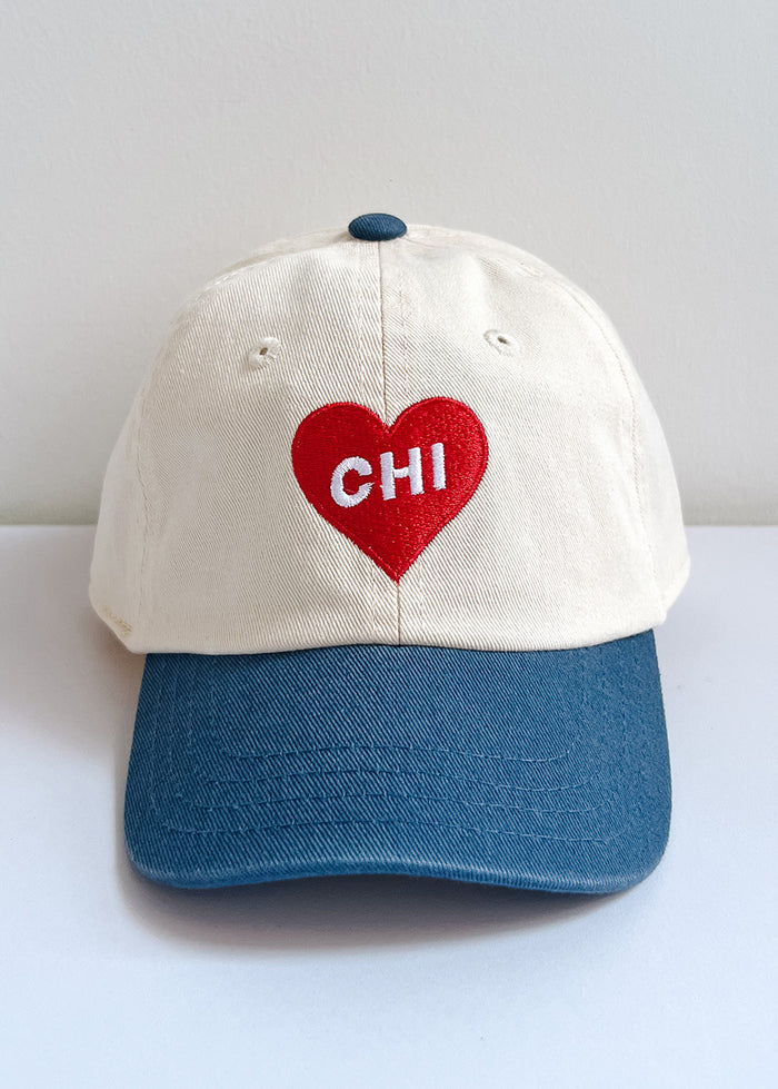 Toddler Chi Heart Icon Hat - Ivory & Breaker Blue