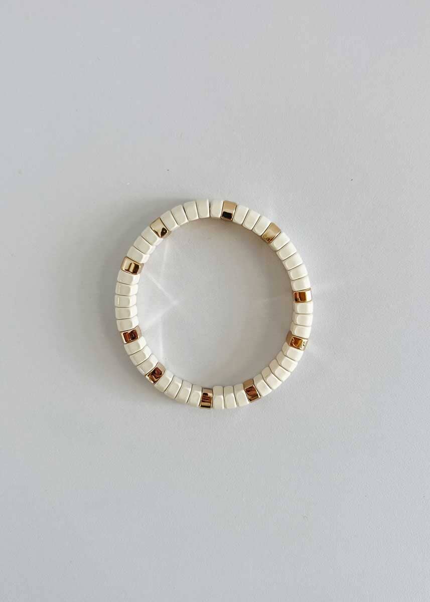 Rounded Single Bracelet - Ivory & Gold