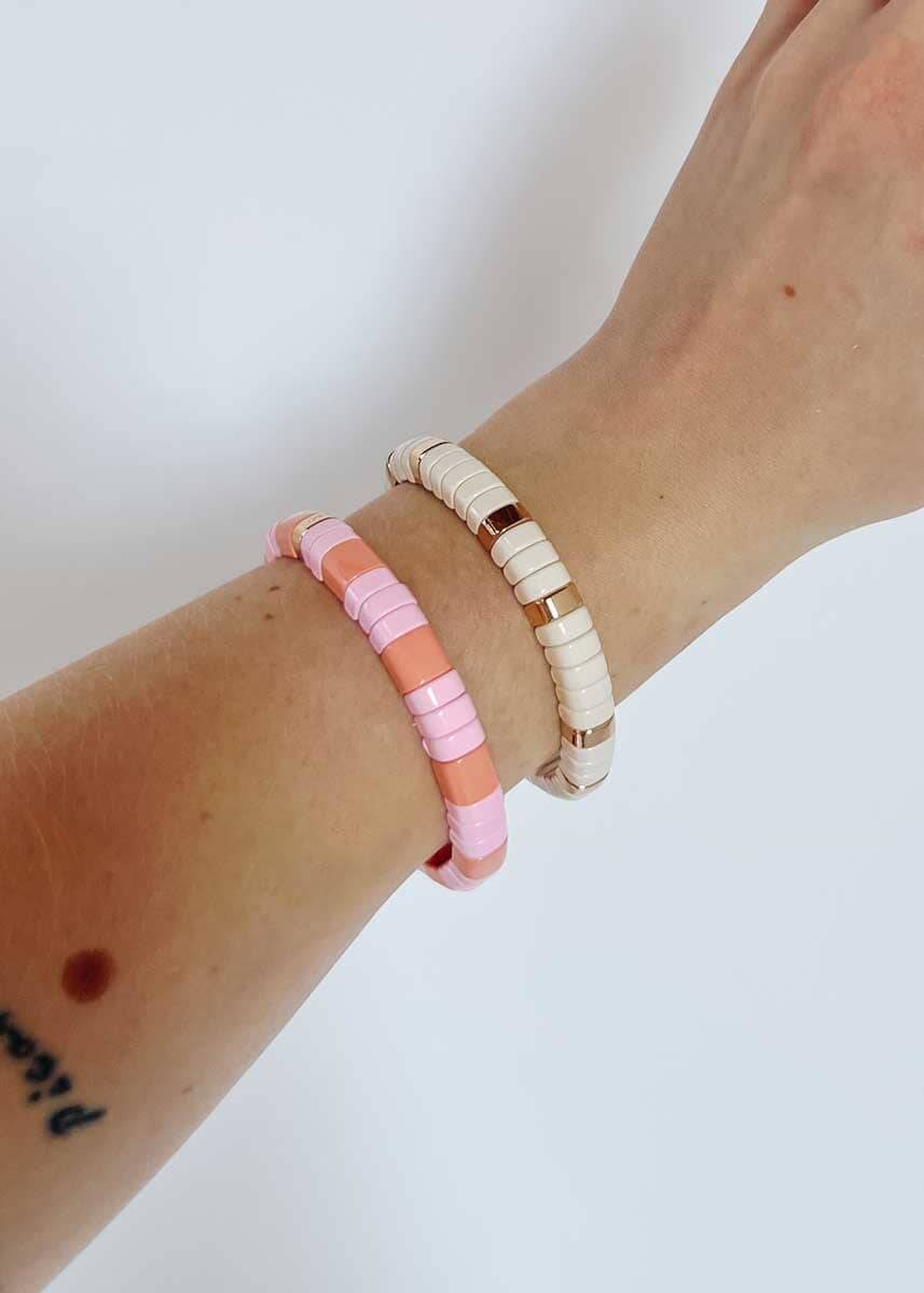 Rounded Single Bracelet - Ivory & Gold