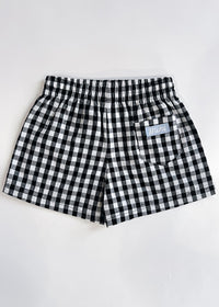 Gingham Drawstring Short - Black & White